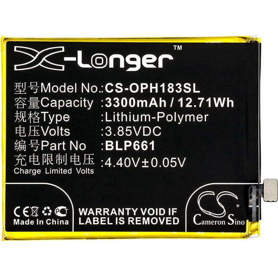 3300mAh BLP661 Battery for OPPO A3 CPH1837 A3 Dual SIM PADM00 A3 Dual SIM TD-LTE PADT00