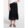 thumbnail image 1 of Time and Tru Women's Cotton Eyelet Hem Midi Skirt, Sizes XS-XXXL, 1 of 6