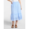 thumbnail image 1 of Time and Tru Women's Cotton Eyelet Hem Midi Skirt, Sizes XS-XXXL, 1 of 6
