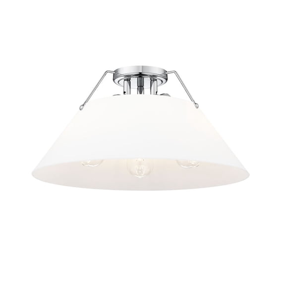 3306-3FM CH-OP-Golden Lighting-Orwell - 3 Light Flush Mount-9.25 Inches Tall and 18.75 Inches Wide-Chrome Finish-Opal Shade Color