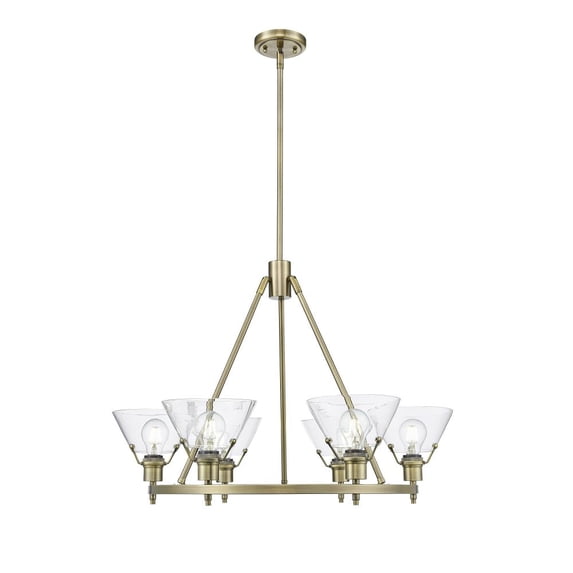 3306-6 AB-CLR Golden Lighting Orwell - 6 Light Chandelier-20.38 Inches Tall and 29 Inches Wide-Aged Brass Finish-Clear Shade Color