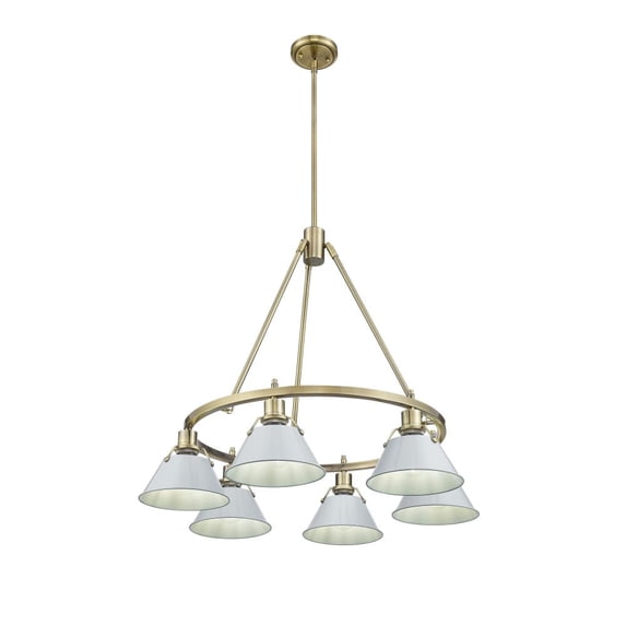 3306-6 AB-DB Golden Lighting Orwell - 6 Light Chandelier-20.38 Inches Tall and 29 Inches Wide-Aged Brass Finish-Dusky Blue Shade Color
