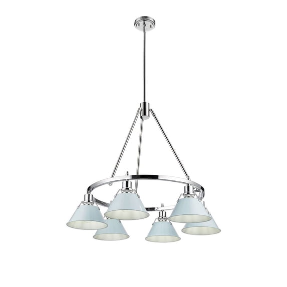 3306-6 CH-DB Golden Lighting Orwell - 6 Light Chandelier-20.38 Inches Tall and 29 Inches Wide-Chrome Finish-Dusky Blue Shade Color