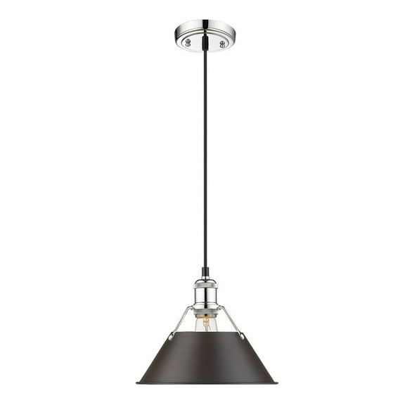 Yep by Golden Lighting Orwell 1-light 10in Pendant in Chrome and Rubbed Bronze shade