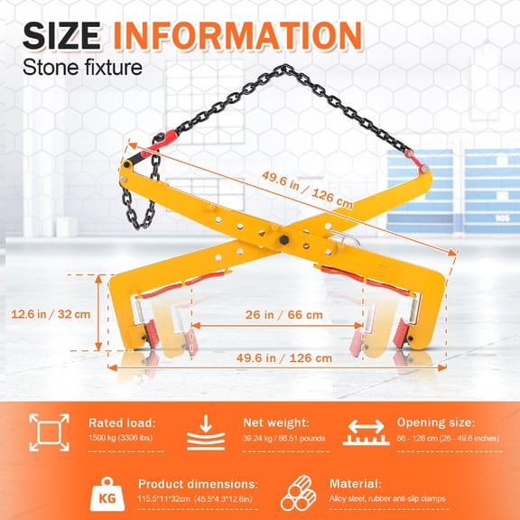 PartyKindom Heavy Duty Alloy Steel Stone Transport Clamp with Precise Manual Adjustment