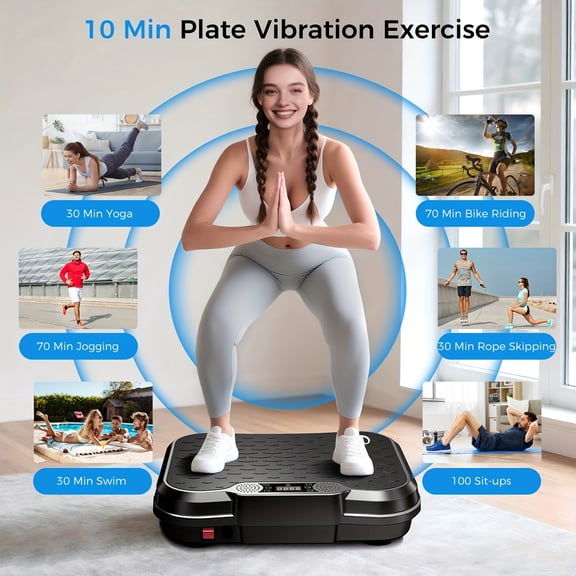 330LB Vibration Platform, Lymphatic Detox Fat Burning Machine with Remote & 2 Ropes, Battery-Free Wireless Home Fitness Equipment for Men and Women