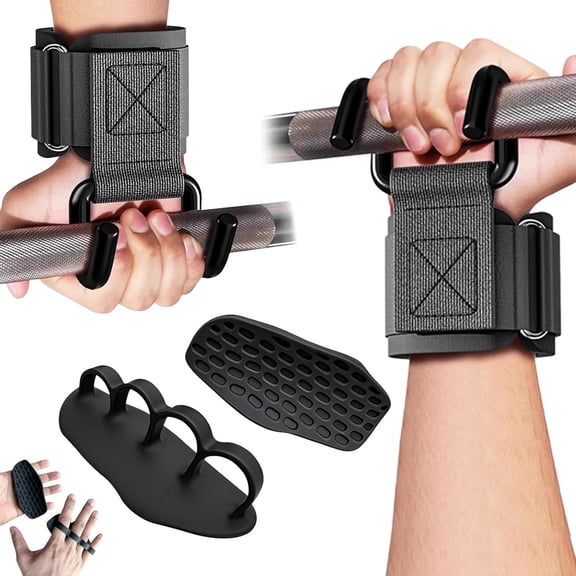 330LB Weight Lifting Hooks and Lifting Grips for Men and Women(2 Pair),  Lifting Strap Gym  for Weightlifting, Deadlifts, Pull-, Strength , Wrist Wraps Hook for Seniors