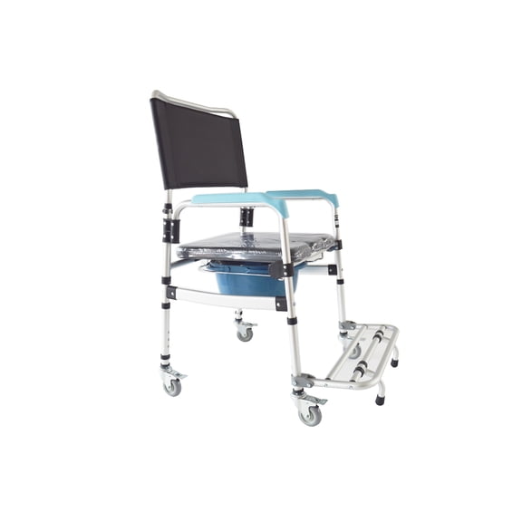 330Lbs Shower Wheelchair Mobile Commode Toilet Seat Foldable Bath Chair Adjustment Height