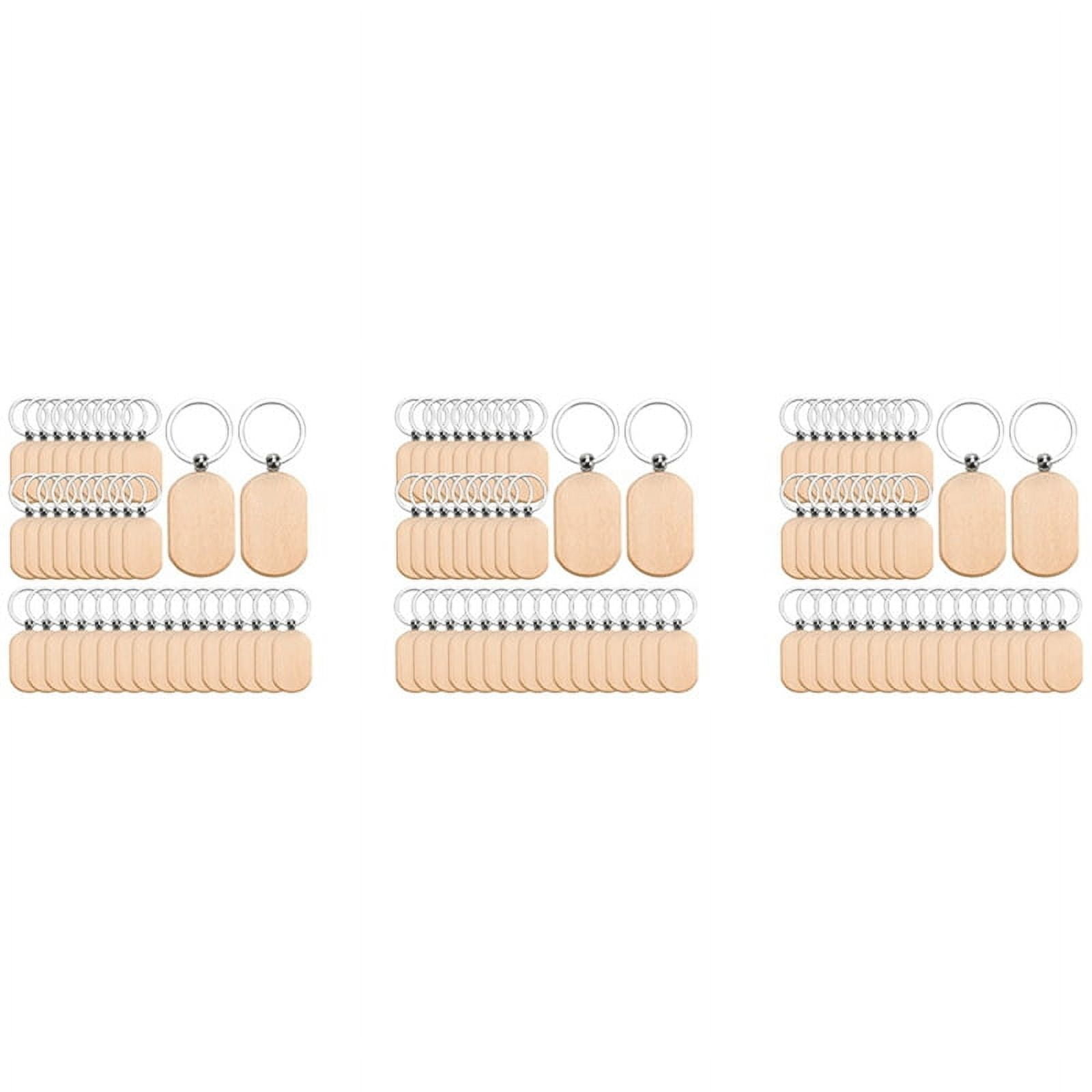 330PCS Wood Keychain Blanks, Unfinished Wood Key Tag, Wood Engraving Blanks Key Chain for DIY Crafts-Rounded Square