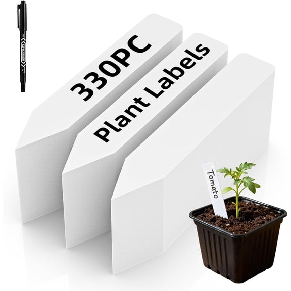 330Pcs Plant Labels with Marker Pen, 4" Tags for Garden Waterproof, Reusable Plastic Markers Seedlings, Vegetables, Flowers, Gardening Organization Kit