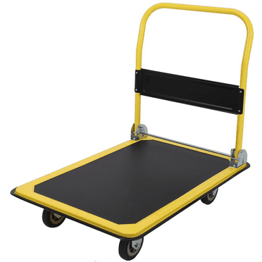 330lb Cap. Push Cart Dollies,Foldable Steel Hand Push Dolly with 4" Rubber Wheels for Loading and Moving,Home Office Warehouse
