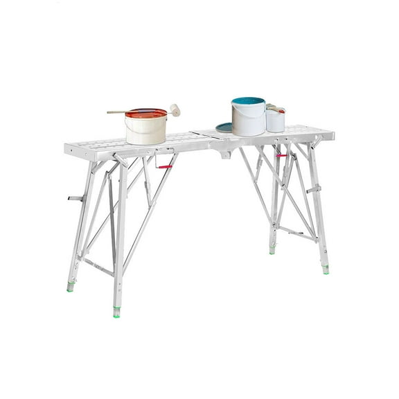 330lbs Capacity Scaffolding Platforms Adjustable Height, Folding Work Platforms, Aluminum Portable Scaffolding Ladder, Non-Slip Portable Work Bench for Drywall, Cleaning RV, 55"  9.8"