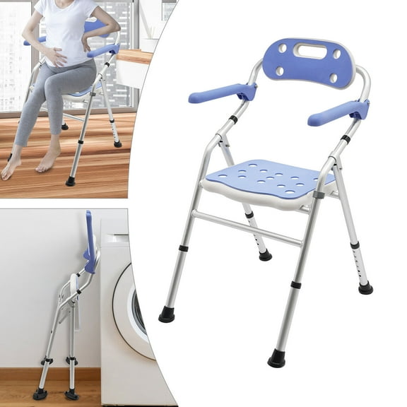 330lbs Folding Shower Chair Bench Bath Seats with Back & Arms Height Adjustable
