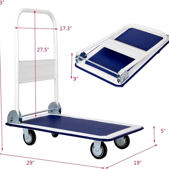 330lbs Platform Cart Dolly Folding Foldable Moving Warehouse Push Hand Truck