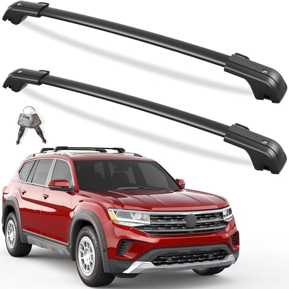 330lbs All aluminum Roof Rack Cross Bars Compatible with Volkswagen VW Atlas 2017-2026 with Raised Side Rails (Not for Atlas Cross Sport), Lockable Roof Rails Crossbar Rooftop Luggage Carrier