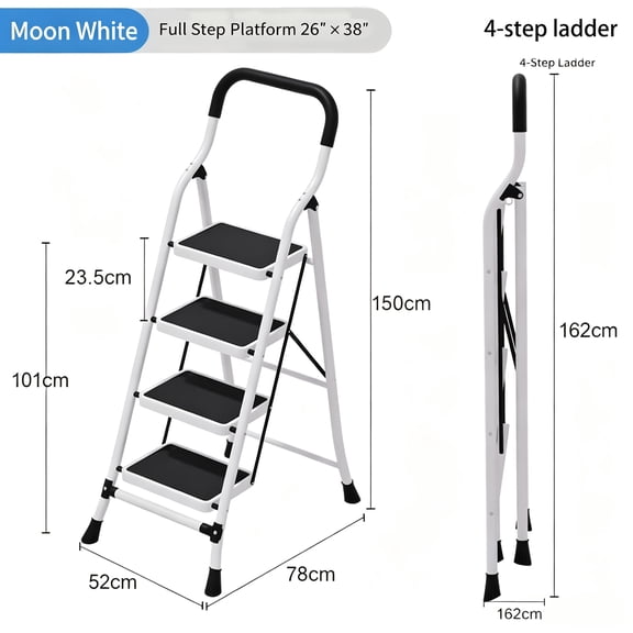 330lbs heavy-duty telescopic multi-purpose ladder, foldable design, with safety lock and anti slip foot pad, safety lock system and detachable safety hook, compact, space saving, suitable for RVs, a