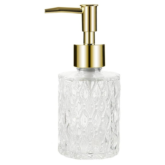 330ml Soap Dispenser,Clear Glass Soap Dispenser with Rust Proof Stainless Steel Pump, Refillable Liquid Hand soap Dispenser for Bathroom, Premium Kitchen Soap Dispenser(Z1-Gold)