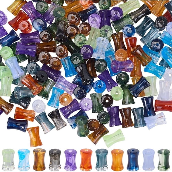 330pcs 11 colors Transparent Acrylic Beads Ink Wind Gradient Effect Bamboo Joint Mixed color 12.5x7.5mm Hole: 1.8mm 30pcs/color