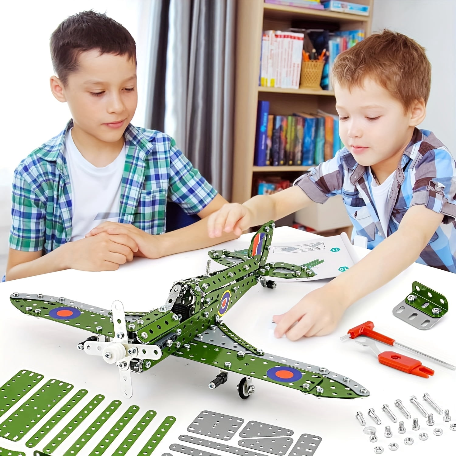 331-Piece Model Airplane Kit, Metal Building Set for Ages 8-12, STEM Construction Project with Real Tools, Display Aircraft Model for Hobbyists