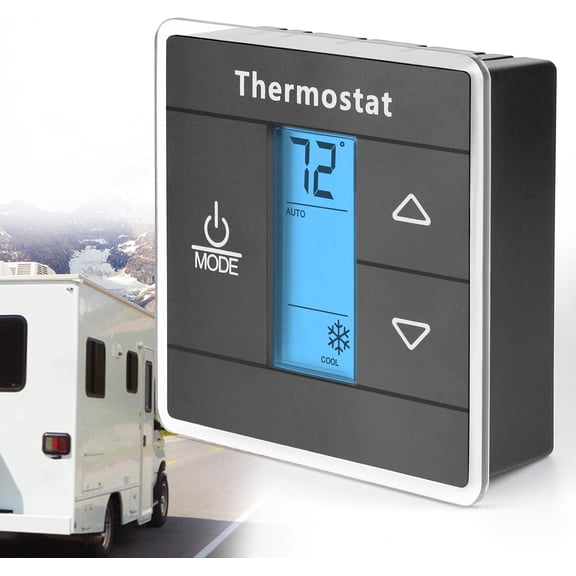 3316250.712 RV Single Zone Wall Thermostat - Fit for Dometic for RV/Camper Conditioners - Single Zone Control for Cool/Heat, 12V DC, Capacitive Touch, Blue Backlight
