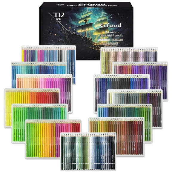 332 Colored Pencil Set for Adults Artists - Rich Pigment Soft Core -72 Metallic Pencil - Ideal for Coloring Drawing Sketching Shading Blending - Vibrant Color