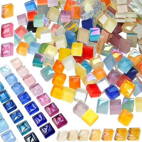 332 Pcs Glass Mosaic Tiles for Arts and Crafts, Colorful Mosaic Glass Pieces,Transparent Mosaic Tiles for Handmade Garden Home Decoration Gifts, DIY Projects