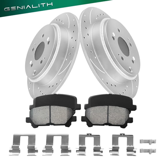 Genialith Rear Brake Kit, Brake Rotor Ceramic Pad Kit for Honda Pilot 2009-2015 Odyssey 2011-2017 Acura ZDX 2010-2013 Acura MDX, 333.8mm (13.1in)