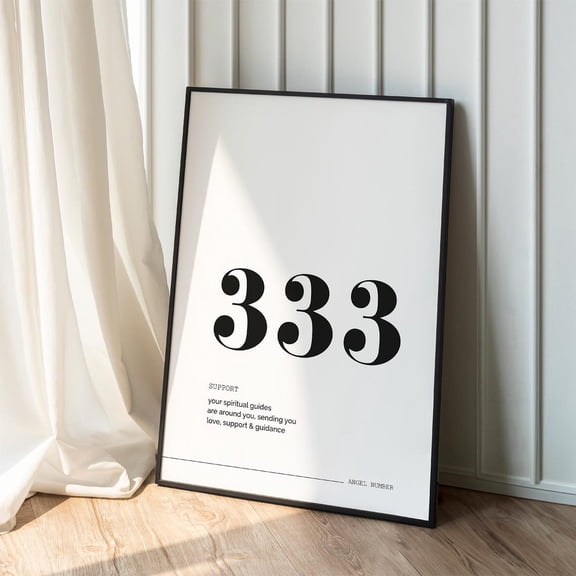 333 Angel Number Print, Spiritual Wall Art Home Decor #803, Stretched Canvas Size 12x18