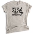 thumbnail image 1 of 333 I'm Only Half Evil Shirt, Unisex Women's Shirt, Funny Horror T-shirt, Edgy Devil Graphic Tee, Light Silk Gray, Medium, 1 of 6