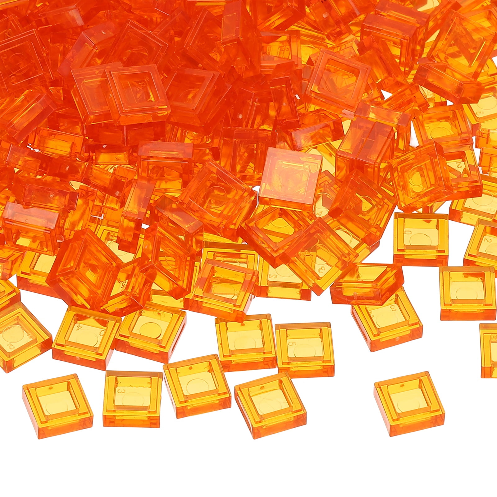 333 Pcs Flat Blocks Bulk, 1x1 Square Bright Orange Classic Tiles Smooth ...