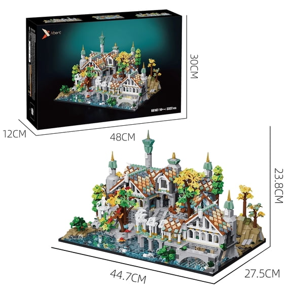 3337PCS Viewing Platform Building Blocks Medieval Fantasy World Landscape Model Bricks Desktop Ornaments Puzzle Toy Holiday Gift