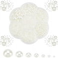 thumbnail image 1 of 3337pcs Flat Round Pearls 7 Size Half Round Pear Beads Imitation Pearl Cabochons Flatback Faux Pearls 2/3/4/6/8/10mm, 1 of 8