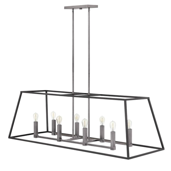 3338DZ Hinkley Lighting Fulton - 8 Light Open Frame Linear Foyer in Transitional-Industrial Style - 48 Inches Wide by 16.25 Inches High-Aged Zinc