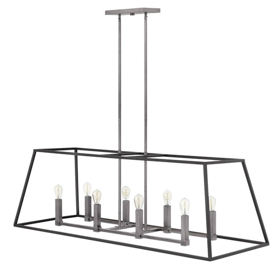 3338DZ Hinkley Lighting Fulton - 8 Light Open Frame Linear Foyer in Transitional-Industrial Style - 48 Inches Wide by 16.25 Inches High-Aged Zinc