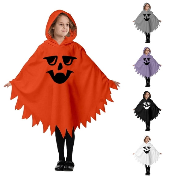 REDARER Kids Cool GhostâFace Hooded Poncho Cloak Jagged TornâEdge PullâOn for Halloween Trick or Treat Party School Stage Performance,3-4 Years