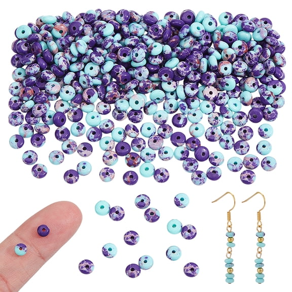 334 Pcs 4mm Diameter Rondelle Beads Abacus Disk Stone Beads Loose Spacer Gemstone for Jewelry Making DIY Bracelet Necklace Indigo Hole: 0.6mm