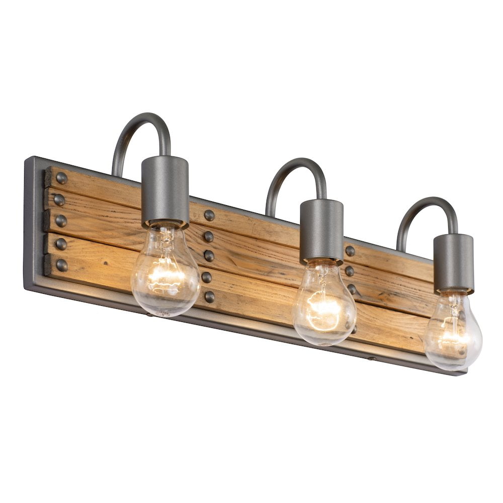 Ella Jane New Bronze 3-Light Bath Vanity with Recycled Wood