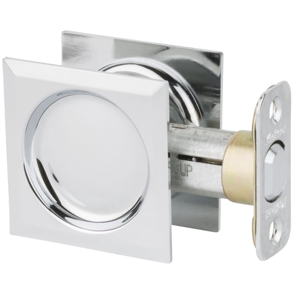 334x26 Square Pocket Door Lock Passage - Polished Chrome