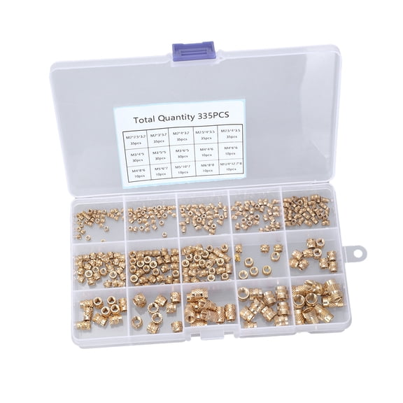 335/360Pieces Sturdy Brass Threaded Inserts M2toM6 Accessory for High Performances Fastening in Plastic and 3D Parts