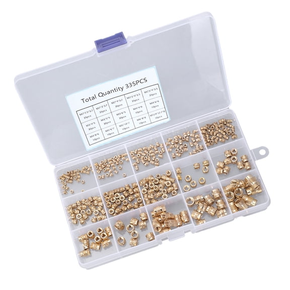 335/360pcs Multipurpose Brass Threaded Inserts M2toM6 for Long Time Use Stability in Plastic and 3D Printing Items