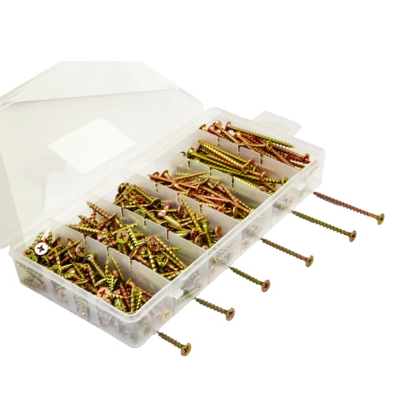 335 Pcs Assorted #6 Steel Phillips Bugle Head Wood Rocket Kit Yellow Zinc