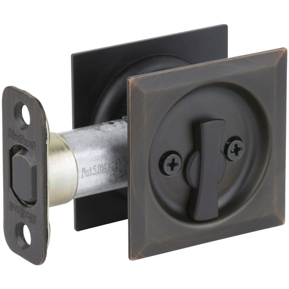 335x11P Square Pocket Door Lock Privacy - Venetian Bronze