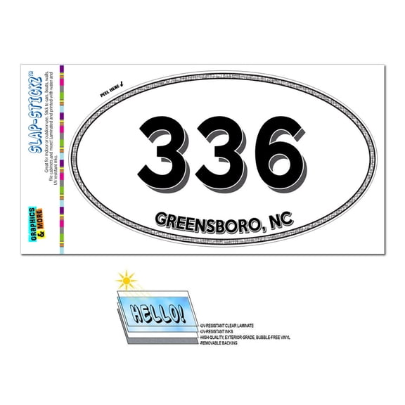 336 - Greensboro, NC - North Carolina - Oval Area Code Sticker