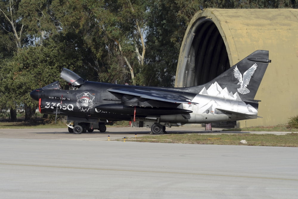 336 Mira flagship A-7E Corsair of the Hellenic Air Force Canvas Art - Daniele FaccioliStocktrek Images (34 x 23)