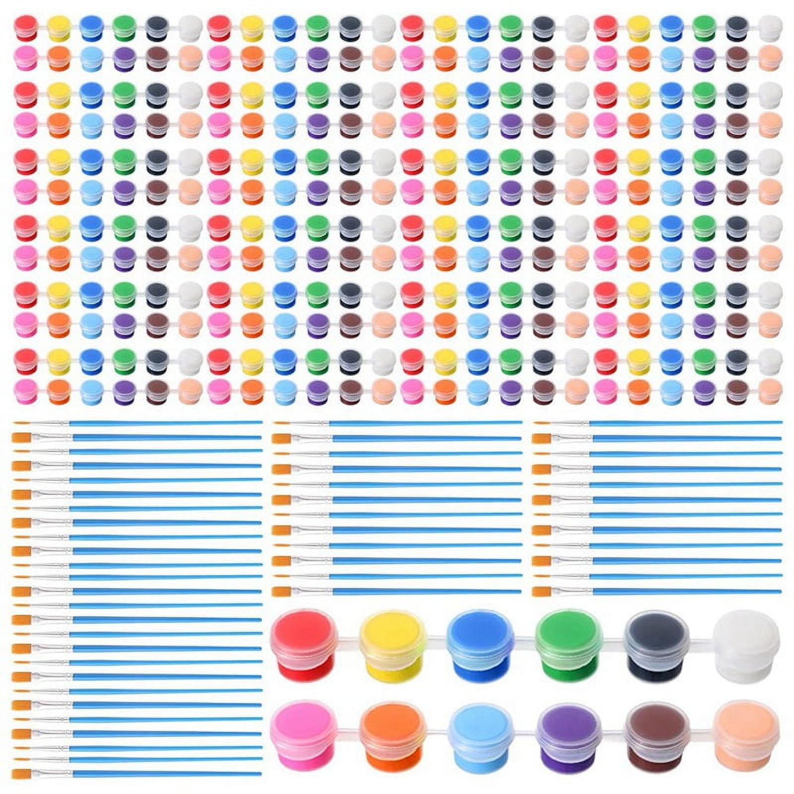 336 Pcs Mini Acrylic Paint Set 24 Set 12 Colors Acrylic Paint Strips 48Pcs Painting Brushes for Kids Adults (3ml)