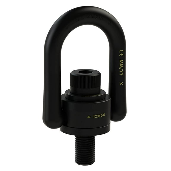 33614 Heavy Duty Swivel Hoist Ring, Alloy Steel w/ Black Oxide Finish, G Thread Size 5/8"-11, 4000 Lbs Working Load Limit, 5-19/64" Height, 1" Thread Length