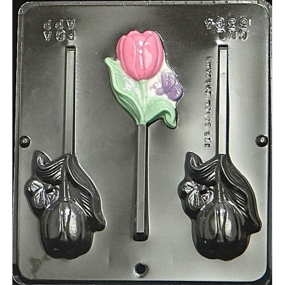 3364 Tulip with Butterfly Lollipop Chocolate Candy Mold