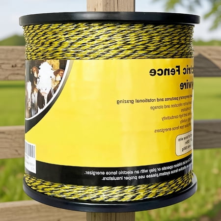 3366ft Electric Fence Polywire, 6 Stainless Steel Strands, UV Resistant, Reusable Temporary Fencing, 1026M Spool