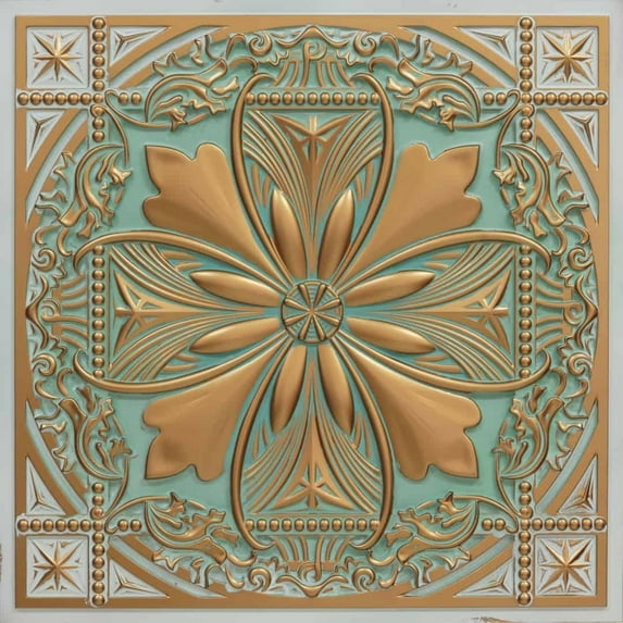 337-Helena 2 ft. x 2 ft. PVC Lay-in or Glue-up Ceiling Tile in Arabian Green (200 Sq. ft. / Pack) - 50 Pieces