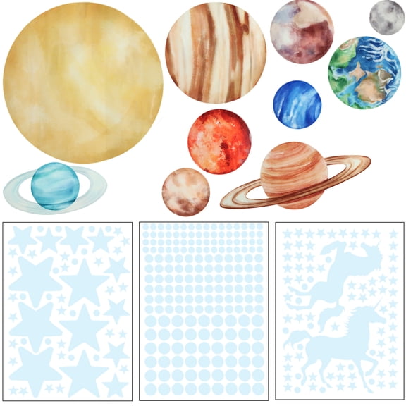 337Pcs Glow in Dark Stickers Decorative Glowing Planet Stickers Removable Solar System Wall Stickers Bright Glowing Wall Decals Easy to Use Wall Planet Stickers Durable for Wall Ceiling Bedroom